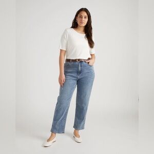 Universal Standard Ella High Rise Straight Leg Jean Distressed Washed Indigo 3XS